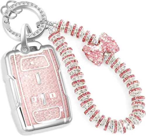 Miniatura 24 de para llavero de Cadillac con funda de TPU con superficie granulada y cuerda trenzada metálica, funda de llavero mejorada para 2020 en adelante CT4