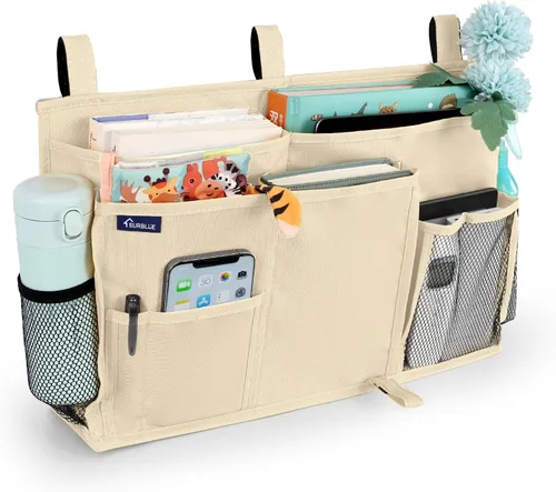 Miniatura 36 de Surblue Caddy Organizador colgante, Bolsa de almacenamiento para cabecera para literas y camas de hospital, Azul Turquesa, L R-Teal