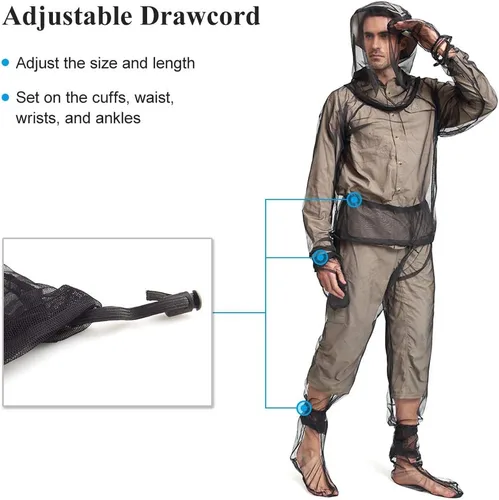 Miniatura 4 de LIXADA Conjunto de medias de malla para traje, chaqueta y pantalones, medias unisex ultrafina con bolsa de transporte para pesca, caza, camping