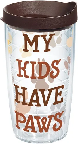 Tervis My Kids Have Paws - Vaso con envoltura y tapa marrón, 16 onzas, transparente
