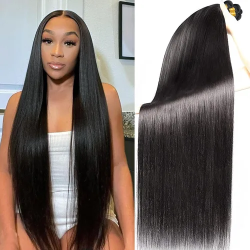 Miniatura 8 de 3 manojos de cabello humano lacio 100% sin procesar virgen brasileño paquetes de 10, 12, 14 pulgadas, mechones de cabello humano corto sin procesar