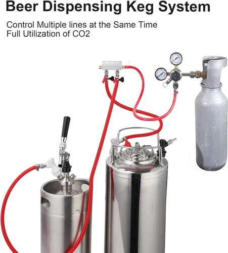 Miniatura 7 de Distribuidor de gas de CO2 de colector de gas, colector de CO2 de 2 vías, divisor de CO2 de barril de cerveza, distribuidor de aire de barril