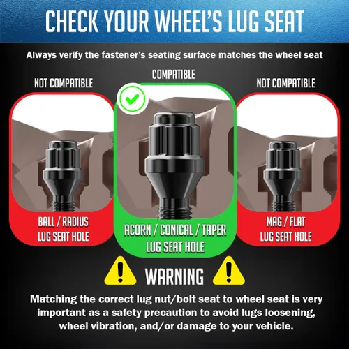 Miniatura 5 de Wheel Accessories Parts 20 pernos de rosca M12 x 1.5 12 x 1.5 para asiento de bellota, acabado negro, vástago de 1.57 pulgadas de longitud, llave