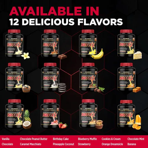 Miniatura 7 de ALLMAX Nutrition - Polvo de proteína ISOFLEX de suero, aislado de proteína de suero, 27g de proteína, chocolate y mantequilla de cacahuate, 5 libras