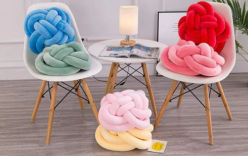 Miniatura 4 de Cyprinus Carpio Elastic Vevet - Almohada de 2 hebras hecha a mano con nudo, cojín de suelo, decoración de bola para el hogar, 10.6 pulgadas (blanco)