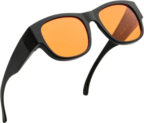 Miniatura 12 de BLUELESS Se ajustan sobre lentes de bloqueo azul con lentes teñidos de naranja, color negro 06-negro-100% bloqueo de luz azul