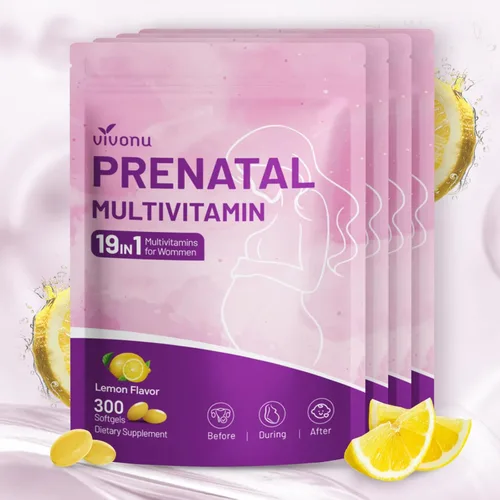 Miniatura 12 de VivoNu Vitaminas prenatales para mujeres, vitamina D3, K2, B6, B12, C con ácido fólico, DHA, colina, probióticos, hierro, calcio, zinc y magnesio