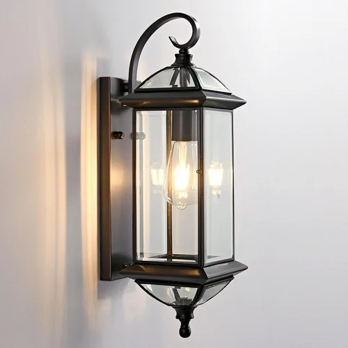 Miniatura 11 de Milaii Lámpara de pared para exteriores con vidrio transparente, impermeable, latón aceitado de 18.5 pulgadas, luces de montaje en pared de cobre