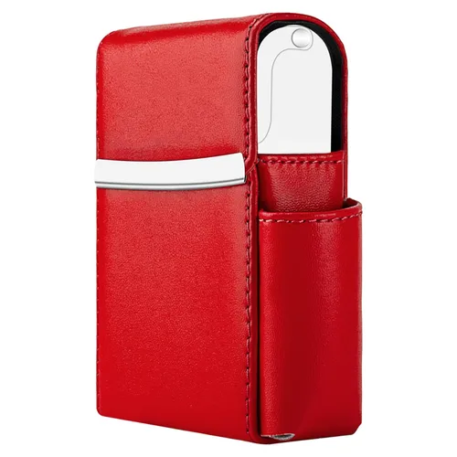 Miniatura 19 de Caja de cigarrillos deslizante de piel sintética con soporte para encendedor y trabilla para cinturón para hombres y mujeres, unisex