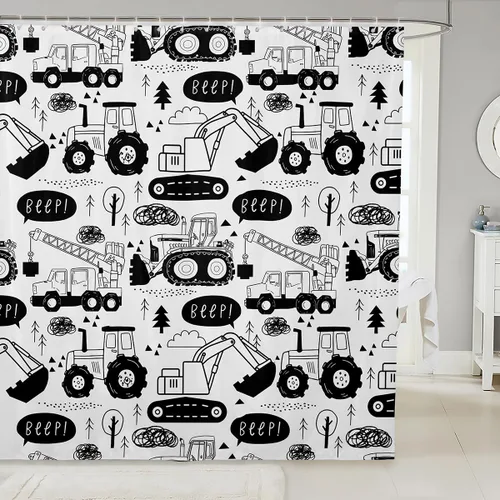 Miniatura 9 de Manfei Cortinas de ducha para niños con diseño de perros de dibujos animados, bonitas cortinas de baño para niñas y niños pequeños, cortinas