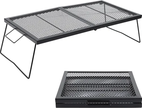 Miniatura 8 de REDCAMP Parrilla Plegable de Camping 2 en 1, Parrilla Plegable de Mesa para Cocina al Aire Libre con Fuego Descubierto para Acampar, Parrilla