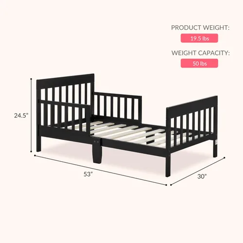 Miniatura 4 de Dream On Me Finn - Cama para niños pequeños, color negro, con certificado Greenguard Gold y JPMA, acabados no tóxicos, hecha de madera de pino
