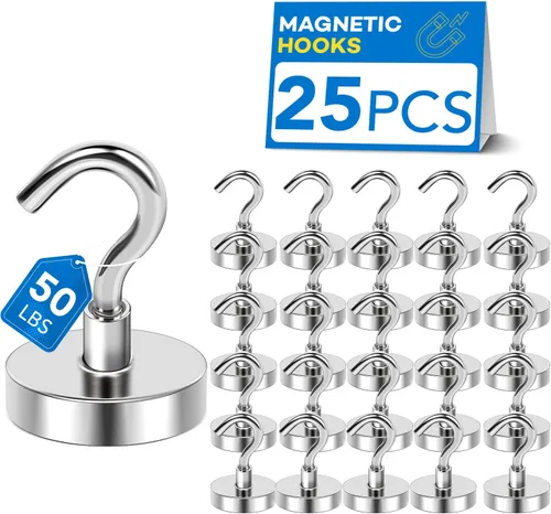 Miniatura 21 de LOVIMAG - Ganchos magnéticos, imanes de 30 libras con ganchos para crucero, ganchos magnéticos negros para colgar, refrigerador, aula, nevera