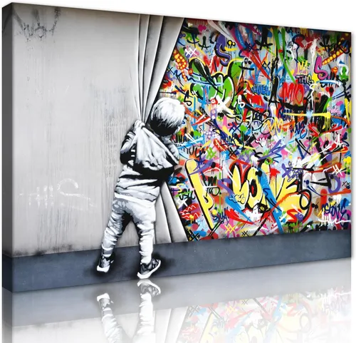 Miniatura 23 de Yatsen Bridge Arte Callejero Clásico Banksy Graffiti Arte de Pared Detrás de la Cortina Pósters Pinturas en Lienzo Imágenes de Graffiti Coloridas