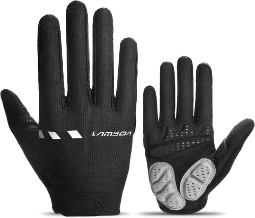 LAMEDA Guantes de bicicleta de montaña para hombre, 0.197 in, EVA gruesos, guantes de ciclismo de dedo completo, guantes de bicicleta ligeros para