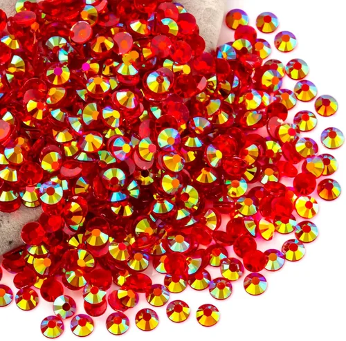 Miniatura 66 de Diamantes de imitación AB verdes a granel, 5000 piezas de diamantes de imitación de fondo plano redondos de gelatina AB sin fijación térmica, gemas