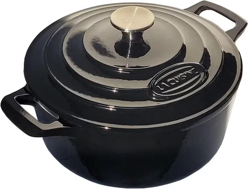 Miniatura 18 de La Cuisine - Cacerola ovalada de hierro fundido esmaltado Dutch Oven con tapa, 5 cuartos de galón, esmalte interno negro mate para hornear pan