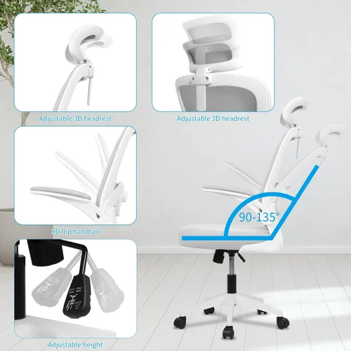 Miniatura 4 de YOXIER Silla de oficina ergonómica, silla de oficina de malla, silla de oficina de soporte lumbar, silla de escritorio con respaldo alto