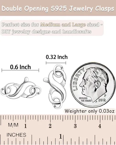 Miniatura 3 de Dailyacc S925 Abrazadera de Langosta de Doble Apertura en Plata de Ley y Oro, Extensiones de Collar y Pulsera, Cerraduras y Cierres para Joyería DIY