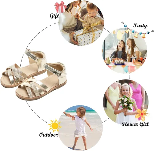 Miniatura 5 de Felix & Flora Sandalias para niña Zapatos de vestir de verano para niña, ligeros, puntera abierta, playa, vacaciones