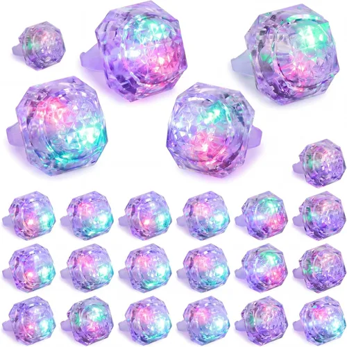 Hicarer 8 anillos con luz LED, regalos de despedida de soltera, anillo de plástico intermitente con diamante que brilla en la oscuridad, para