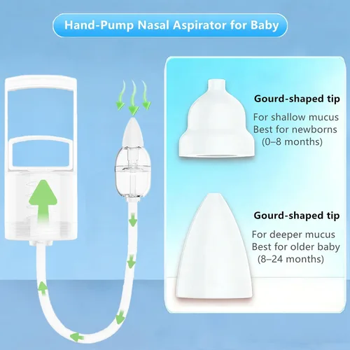 Miniatura 3 de Aspirador nasal para bebé, chupón de nariz de bebé, chupón de moco con bomba de mano, aspirador nasal para bebé con puntas de silicona