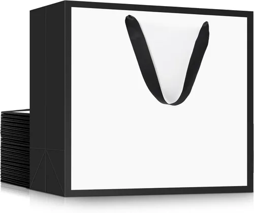 Miniatura 43 de EUSOAR Bolsas de papel de estraza para regalo, paquete de 12 bolsas de papel kraft de 10.6 x 3.1 x 8.3 pulgadas con asas, bolsas resistentes