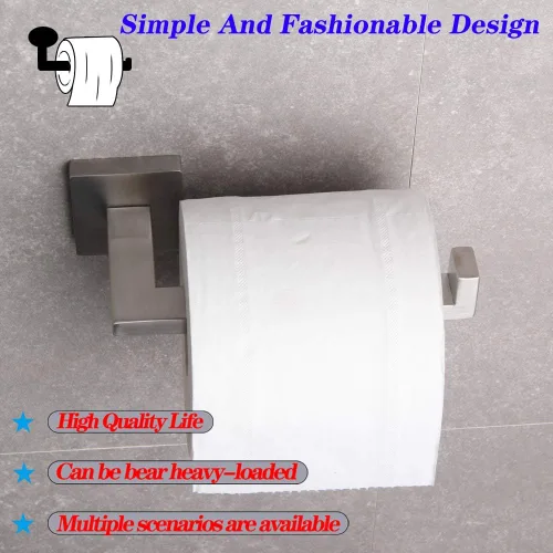 Miniatura 8 de GERZWY Juego de accesorios de baño de 2 piezas de acero inoxidable contemporáneo montado en la pared - Soporte para papel higiénico con anillo