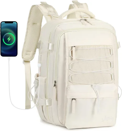 Mochila de viaje AO ALI VICTORY para mujeres y hombres, mochila para portátil de 15.6 pulgadas, mochila grande para universidad, Blanco, 15,6 pulg.