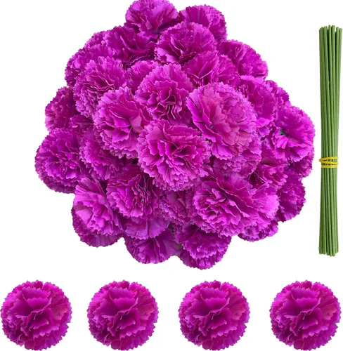 Miniatura 10 de Cabezas de flores de caléndula a granel, 50 unidades, flores artificiales de caléndula de seda para decoración del hogar, Diwali, corona