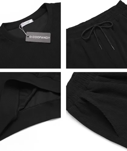 Miniatura 72 de COOFANDY Conjunto deportivo de 2 piezas para hombre, sudadera de manga larga, sin botones, para deportes, casual, fitness, trotar