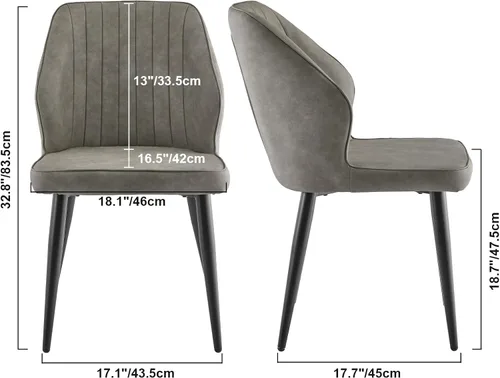Miniatura 3 de CLIPOP Juego de 2 sillas de comedor, sillas de comedor de piel sintética, sillas de comedor modernas de mediados de siglo, sillas de cocina Gris