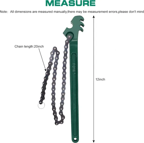 Miniatura 5 de Llave de cadena de trinquete ajustable de alta resistencia de 12 pulgadas, filtro de aceite ajustable, estilo de cadena, herramienta de extracción