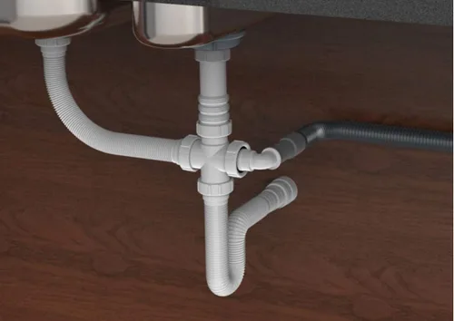 Miniatura 3 de Trampa P flexible para tubos de drenaje de 1-1/2 pulgadas (blanco - 39 pulgadas de longitud) con conexiones ajustables para fregaderos de cocina