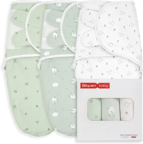 Miniatura 10 de GLLQUEN BABY Sacos de Dormir Envolventes Orgánicos para Recién Nacidos - Envolturas para Bebés de 0-3 Meses, Paquete de 3 Sacos Envolventes