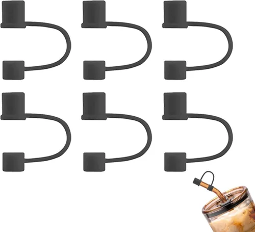 Miniatura 9 de Paquete de 6 Cubrepajitas, Adecuadas para Todas las Tazas con un Diámetro de Pajita de 0.31in/8mm, Tapas de Silicona a Prueba de Polvo