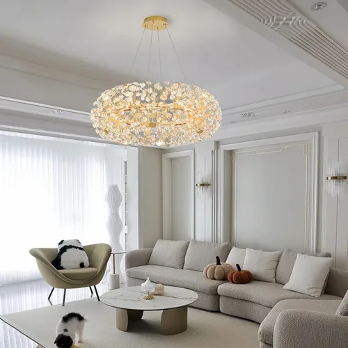 Miniatura 3 de ykolupty - Candelabro de diente de león dorado de 8 luces para comedor, lámpara colgante Sputnik con control remoto, candelabro de cristal moderno