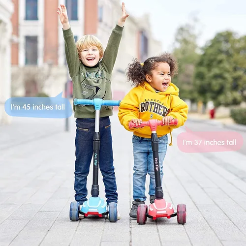 Miniatura 7 de LOL-FUN Scooter para niños de 3 a 12 años de edad con luces LED de 3 ruedas, extra ancho plegable para niños de 3 a 5 años con 4 alturas ajustables