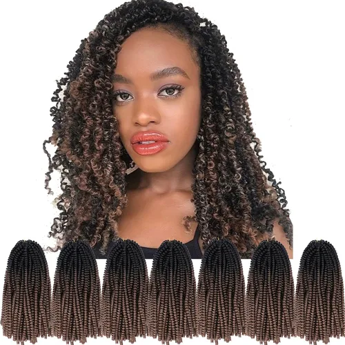 Miniatura 41 de Paquete de 2 cabello para trenzas en espiral de 8 pulgadas, cabello Spring Twist para rastas falsas, rastas de mariposa, cabello para trenzas, fibra