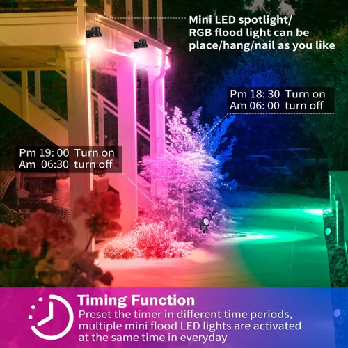 Miniatura 2 de Luces inteligentes para exteriores, luces de patio trasero de 15 W con enchufe de EE. UU., control de aplicación de 12 V, focos