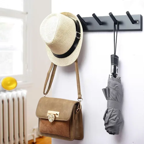 Miniatura 3 de WEBI Perchero Montado en la Pared, 16" de Agujero a Agujero, Colgador de Abrigos para Pared con 5 Ganchos para Colgar, Perchero de Ganchos Riel