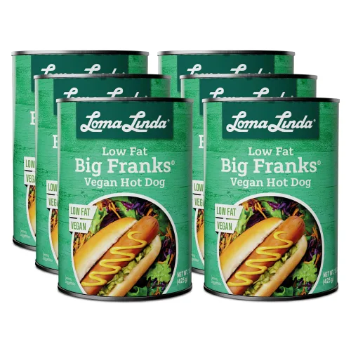 Miniatura 6 de Loma Linda, Carnes a base de plantas (Big Franks®, bajas en grasa, 20 onzas), paquete de 12