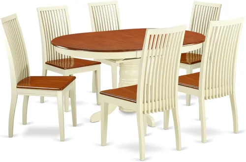 Miniatura 12 de East West Furniture AVIP5-BMK-W - Juego de mesa y sillas de cocina de 5 piezas, incluye una mesa de comedor ovalada con hoja de mariposa y 4 sillas