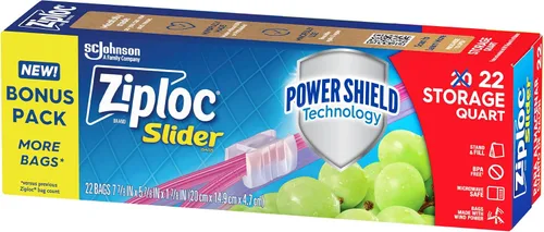Miniatura 3 de Ziploc Bolsas deslizantes de almacenamiento de alimentos de cuarto de galón, duraderas, 22 unidades (el embalaje puede variar)