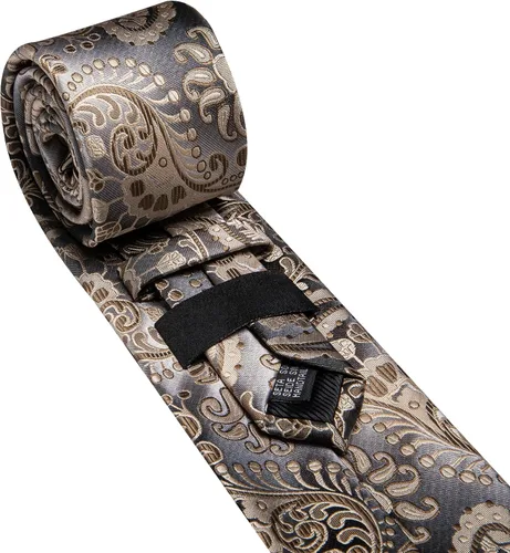 Miniatura 161 de Barry.Wang - Juego de corbata de seda para hombre, diseño de cachemira, pañuelo y gemelos de bolsillo