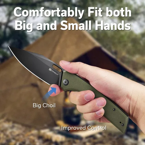 Miniatura 5 de SENCUT GlideStrike - Cuchillo de bolsillo para EDC, cuchillo plegable con apertura de orificio para el pulgar, mango grueso G10 texturizado con clip
