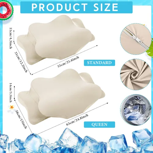 Miniatura 2 de Hahafelt Funda de almohada refrescante para el cuello cervical (solo funda de almohada) Funda de almohada ergonómica con cremallera, funda