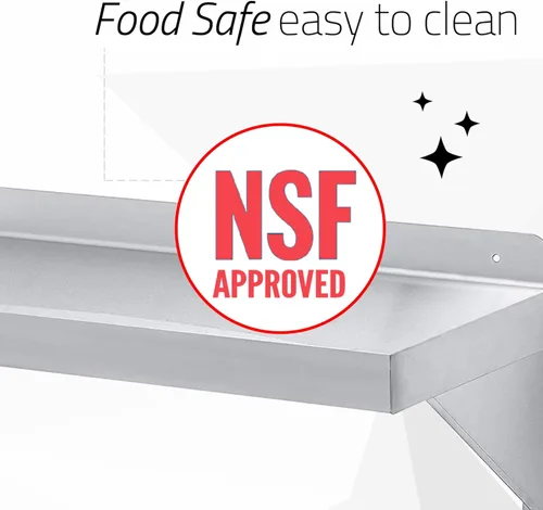 Miniatura 7 de DuraSteel Estante de acero inoxidable para montaje en pared, 24 pulgadas de ancho x 14 pulgadas de profundidad, grado comercial, certificado NSF