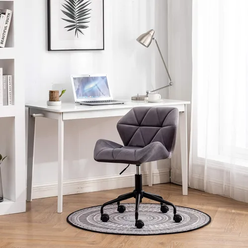 Miniatura 17 de Roundhill Furniture Eldon Diamond - Silla de oficina giratoria ajustable con diseño capitoné, color gris y azul