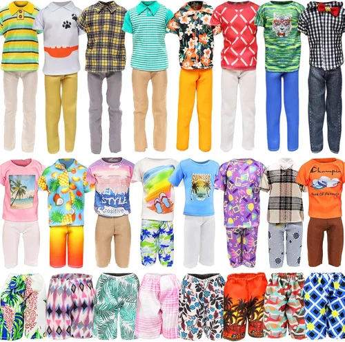 Miniatura 3 de Ecore Fun 11 artículos 11.5 pulgadas ropa y zapatos para muñeco de niño - 5 conjuntos de ropa casual de moda, 2 trajes de baño, 4 pares de zapatos